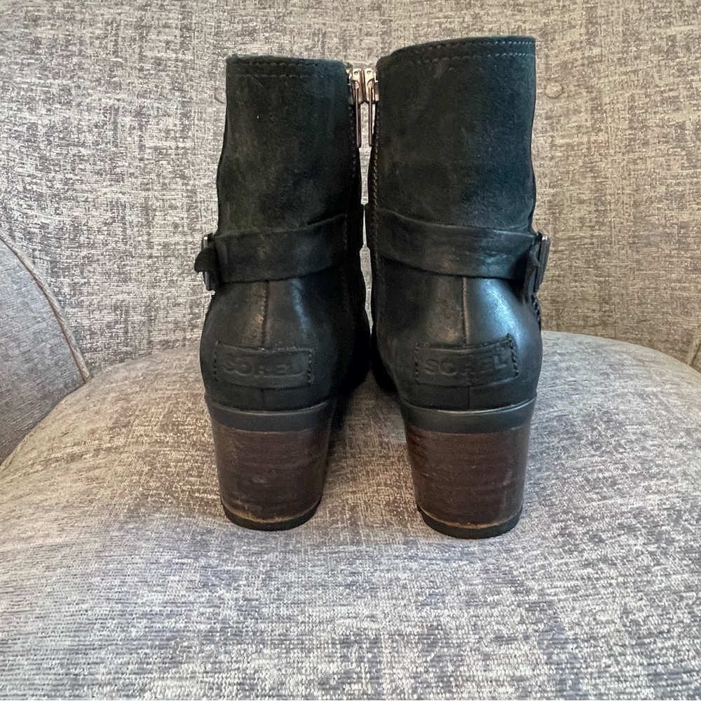 Sorel Boots Women Size 8M Black Cate Waterproof Leather Harness Buckle Zip - Picture 10 of 13